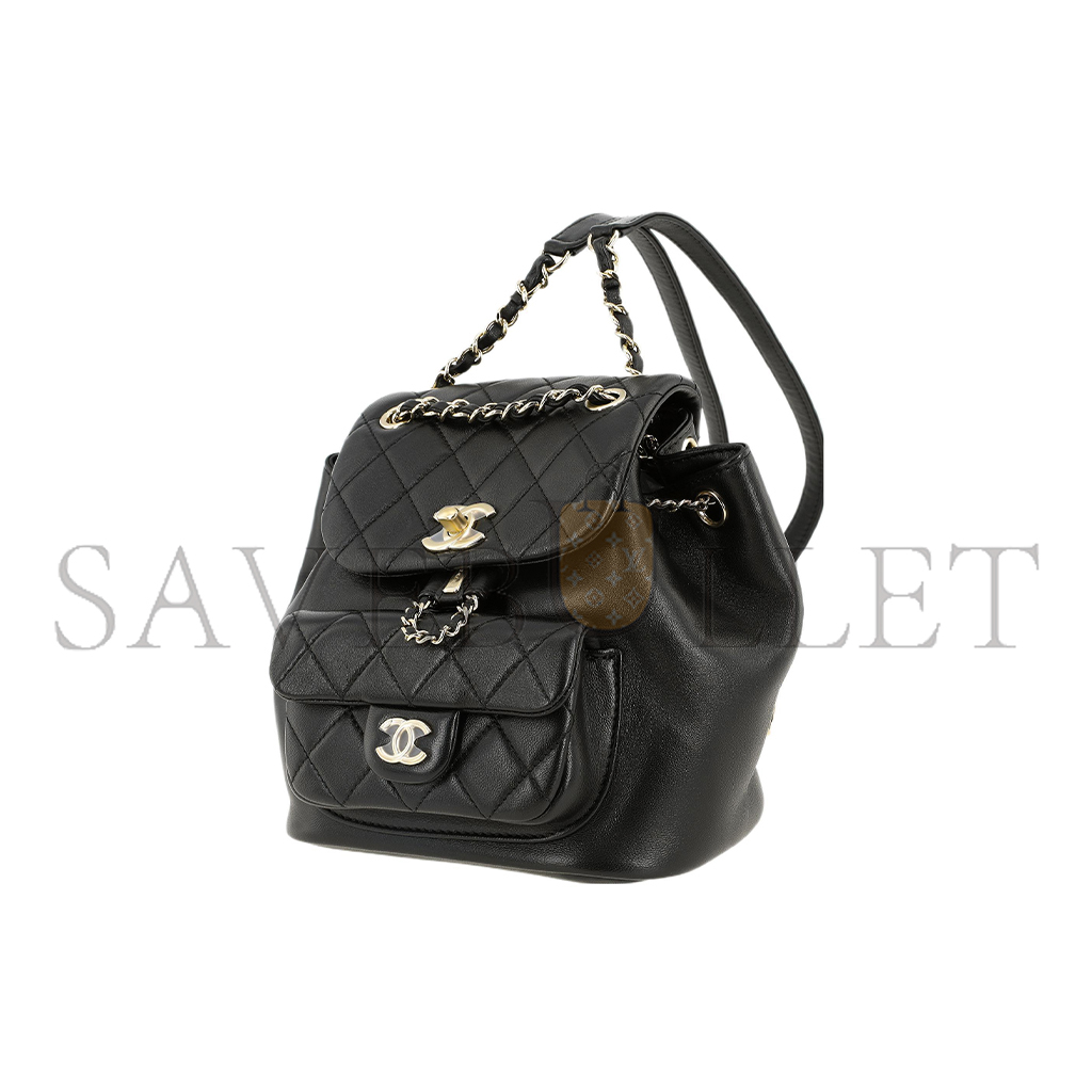 CHANEL MASTER DUMA SHEEPSKIN BACKPACK BLACK (18.5*18*12cm) 